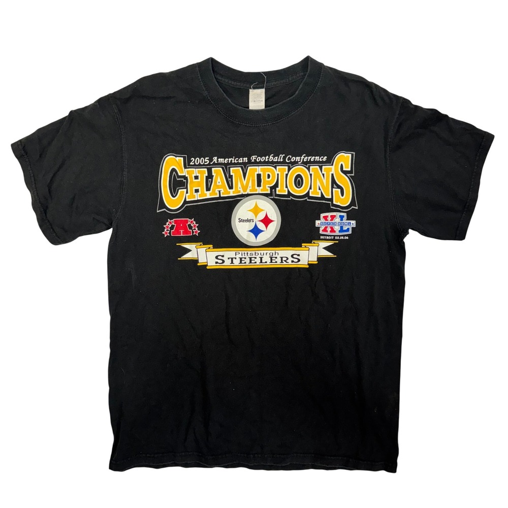 Vintage Pittsburgh Steelers 2005 AFC Champions Super Bowl XL T-Shirt Mens M